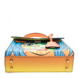 Pre Owned Moschino Multicolor Fantasy Print Leather Capsule Collection Top Handle Bag