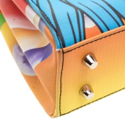 Pre Owned Moschino Multicolor Fantasy Print Leather Capsule Collection Top Handle Bag