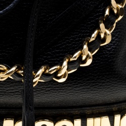 Pre Owned Moschino Black Leather Drawstring Bucket Bag