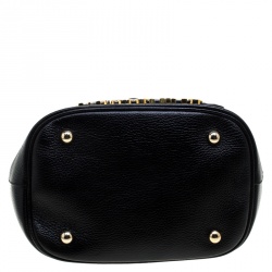 Pre Owned Moschino Black Leather Drawstring Bucket Bag