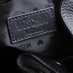 Pre Owned Moschino Black Leather Drawstring Bucket Bag