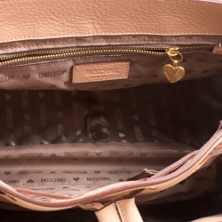 Pre Owned Moschino Beige Leather Hidden Lock Satchel