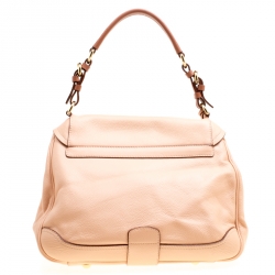 Pre Owned Moschino Beige Leather Hidden Lock Satchel