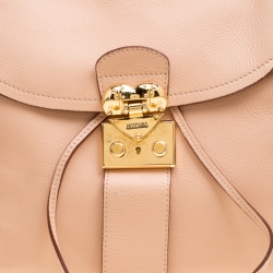 Pre Owned Moschino Beige Leather Hidden Lock Satchel