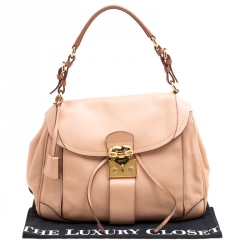 Pre Owned Moschino Beige Leather Hidden Lock Satchel
