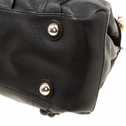 Pre Owned Moschino Black/Beige Leather Satchel