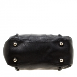 Pre Owned Moschino Black/Beige Leather Satchel