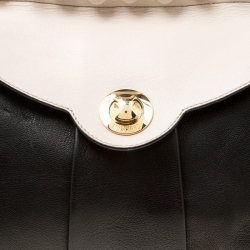 Pre Owned Moschino Black/Beige Leather Satchel
