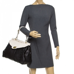 Pre Owned Moschino Black/Beige Leather Satchel