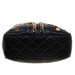 Pre Owned Moschino Red/Black Quilted Leather Jacket Shoulder Bag