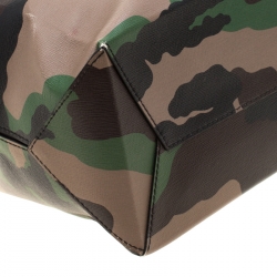 Pre Owned Moschino Camouflage Print Leather Tote