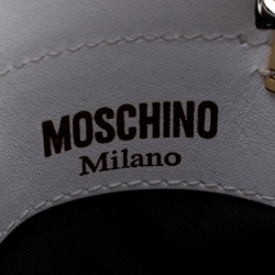 Pre Owned Moschino White Capsule Patent Leather Pill Bottle Crossbody Bag