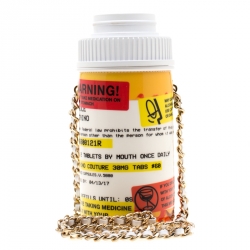 Pre Owned Moschino White Capsule Patent Leather Pill Bottle Crossbody Bag