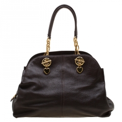 Pre Owned Moschino Dark Brown Leather Chain Satchel