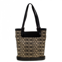 مملوكة مسبقًا Moschino Beige/Black Canvas and Leather Hobo