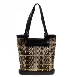 مملوكة مسبقًا Moschino Beige/Black Canvas and Leather Hobo
