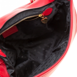 Moschino Red Leather Capsule Biker Jacket Shoulder Bag 