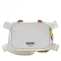 Pre Owned Moschino White/Red Leather Shoulder Bag