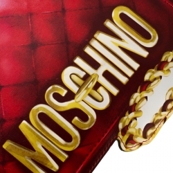 Pre Owned Moschino White/Red Leather Shoulder Bag