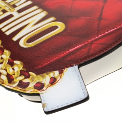 Pre Owned Moschino White/Red Leather Shoulder Bag