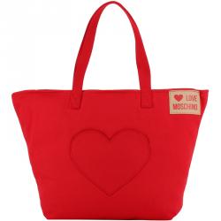 Pre Owned Love Moschino Red Fabric Love Applique Shopping Tote