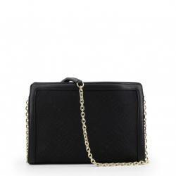 Pre Owned Love Moschino Black Signature Canvas and Faux Leather Crossbody Bag