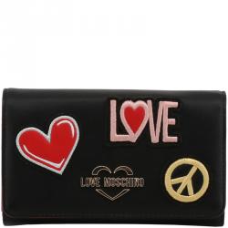 Pre Owned Love Moschino Black Faux Leather WOC Clutch Bag