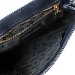 Pre Owned Moschino Navy Blue Quilted Leather Flap Shoulder Bag