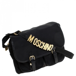 Pre Owned Moschino Black Nylon Messenger Bag