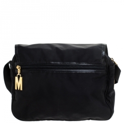 Pre Owned Moschino Black Nylon Messenger Bag