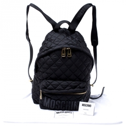 Pre Owned Moschino Black Nylon Quilted Backpack