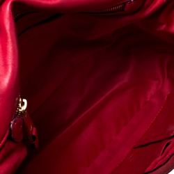 Pre Owned Moschino Red Leather and Suede Fringed Moto Jacket Bag