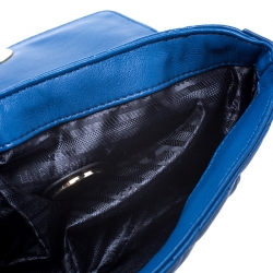 Pre Owned Love Moschino Blue Quilted Heart Clasp Shoulder Bag