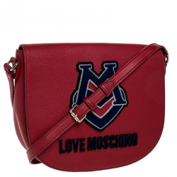 Pre Owned Love Moschino Red Leather Crossbody Bag