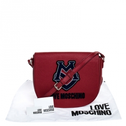 Pre Owned Love Moschino Red Leather Crossbody Bag