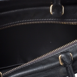 Pre Owned Moschino Black Leather Logo Buckle Tote 