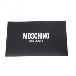 Pre Owned Moschino Black Leather Logo Buckle Tote 