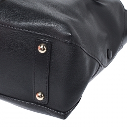 Pre Owned Moschino Black Leather Logo Buckle Tote 