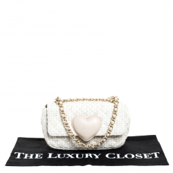 Pre Owned Moschino Off White Raffia and Leather Flap Shoulder Bag