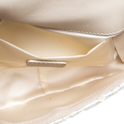 Pre Owned Moschino Off White Raffia and Leather Flap Shoulder Bag