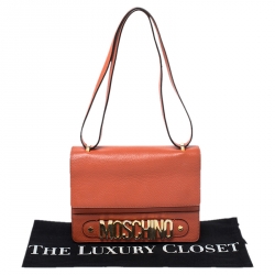 Moschino Orange Leather Shoulder Bag