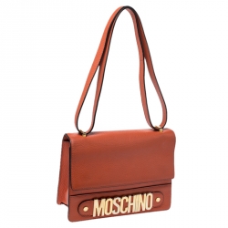 Moschino Orange Leather Shoulder Bag