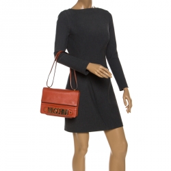 Moschino Orange Leather Shoulder Bag