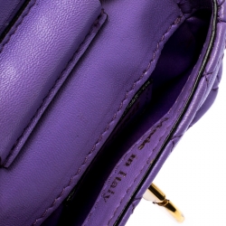 Pre Owned Moschino Lavender Quilted Leather Micro Logo Turnlock Crossbody Bag