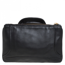 Pre Owned Moschino Black Leather Capsule Biker Jacket Wristlet Clutch