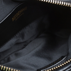 Pre Owned Moschino Black Leather Capsule Biker Jacket Wristlet Clutch