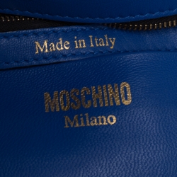 Pre Owned Moschino Blue Leather Capsule Biker Jacket Shoulder Bag