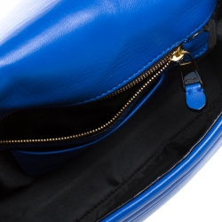 Pre Owned Moschino Blue Leather Capsule Biker Jacket Shoulder Bag