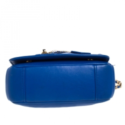 Pre Owned Moschino Blue Leather Capsule Biker Jacket Shoulder Bag