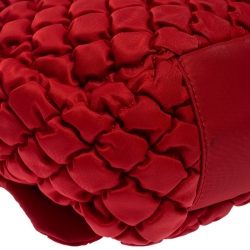 Pre Owned Moschino Red Quilted Nylon Flap Shoulder Bag